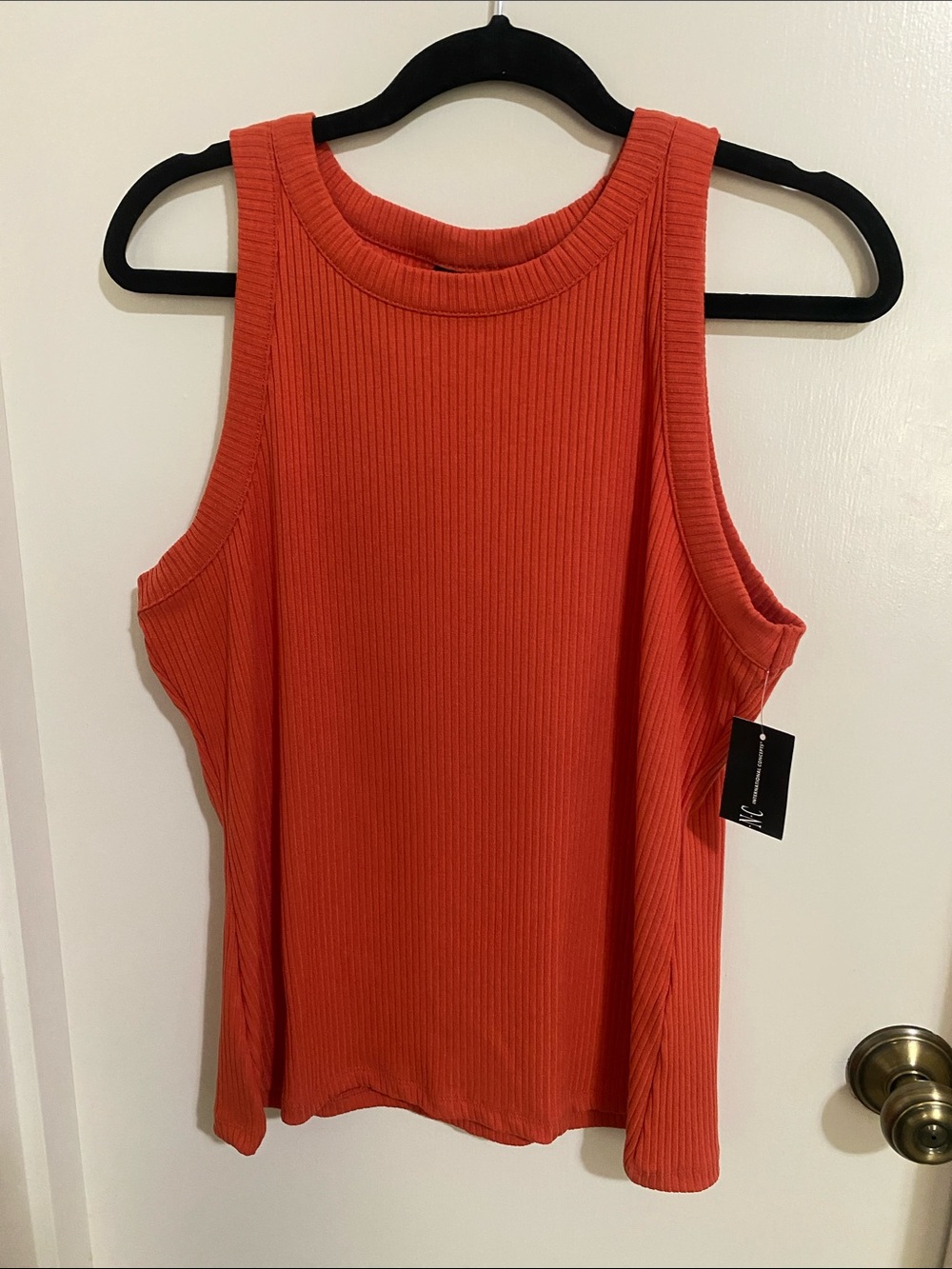 INC International Concepts Ribbed Tank Top in Bright Orange